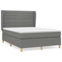 Boxspring met matras stof donkergrijs 140x190 cm - thumbnail