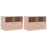 Tv-meubelen 2 st 67x39x44 cm staal roze - thumbnail