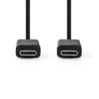 Nedis USB-Kabel | USB 3.2 Gen 2 | USB Type-C™ Male | USB Type-C™ Male | 10 Gbps | 15 W | Vernikkeld | Rond | PVC | Zwart | Label 1.00 m 1.00 m - thumbnail