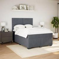 Boxspring met matras fluweel donkergrijs 160x200 cm - thumbnail