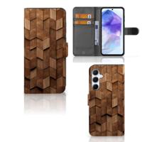 Book Style Case voor Samsung Galaxy A55 Wooden Cubes - thumbnail