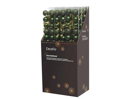Decoris kerstballen plastic 14st dennengroen 3cm