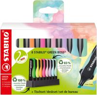 STABILO GREEN BOSS Pastel, markeerstift, deskset 4 neonkleuren + 4 pastelkleuren - thumbnail