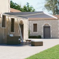 Luifel vrijstaand handmatig uittrekbaar 400x300 cm blauw en wit - thumbnail