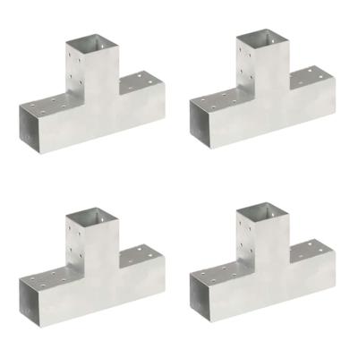 VidaXL Paalverbindingen 4 st t-vorm 71x71 mm gegalvaniseerd metaal