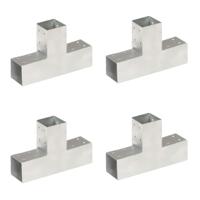 VidaXL Paalverbindingen 4 st t-vorm 71x71 mm gegalvaniseerd metaal - thumbnail
