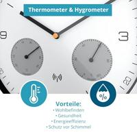 Mebus 52826 Wandklok Zendergestuurd 260 mm x 42 mm Wit - thumbnail
