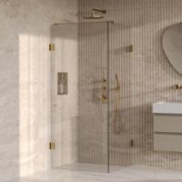 BRAUER Void Carving Douchecabine - 80x80x200cm - draaideur - glascoating - omkeerbaar - helder glas - geborsteld goud PVD GS-VOCC1H8080200GG - thumbnail