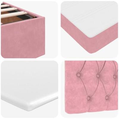 Ottoman bed met matrassen 180x200cm fluweel roze