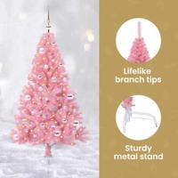 VidaXL Kunstmatig voorverlicht kerstboom met 150 led roze 150 cm pvc - thumbnail