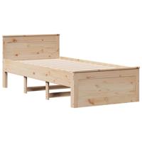 Bedframe met hoofdbord zonder matras grenenhout 75x190 cm - thumbnail