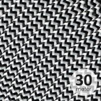 ROL 30 Meter strijkijzersnoer ZWART - WIT 3X0.75mm - thumbnail