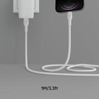 Belkin BoostCharge Flex siliconen USB Type C/Lightning-kabel (1 m), MFi-gecertificeerde 20 W PD Power Delivery-snellaadkabel voor iPhone 14/14 Plus, 13, 12, Pro, Max, mini, SE, iPad en meer – Wit - thumbnail