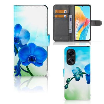 OPPO A98 5G Hoesje Orchidee Blauw - Cadeau voor je Moeder OPPO A98 5G Hoesje Orchidee Blauw - Cadeau voor je Moeder