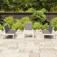 4-delige Loungeset met kussens kunststof wit - thumbnail