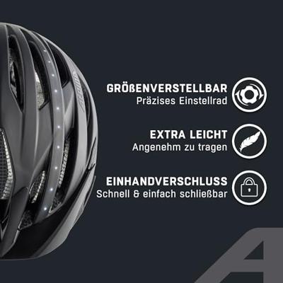 Olympic Sportswear Alpina sports urban helm haga led 51-56 mat zwart - thumbnail