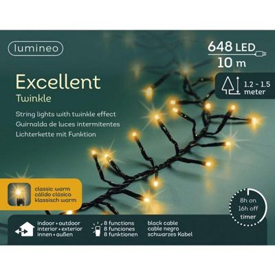 Lumineo LED Excellent Twinkle 648 LEDs 100 cm Zwart Warm Wit Licht