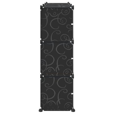 Opbergmeubel met 9 vakken en deuren polypropeen zwart