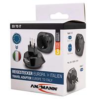 ANSMANN Reisadapter Italië - Schuko reisstekker met beschermingsklasse 1 & 2 - reisadapter voor reizen naar Italië, Albanië, Ethiopië, Chili, Syrië, Maldiven, San Marino enz. - thumbnail