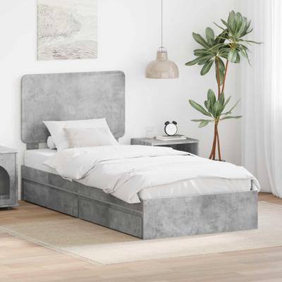 Bedframe met lade Beton Grijs 90 x 190 cm Bewerkt hout