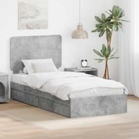 Bedframe met lade Beton Grijs 90 x 190 cm Bewerkt hout - thumbnail
