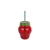 Aardbei Drinkglas met rietje - thumbnail