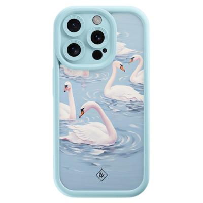 iPhone 14 Pro blauwe case - Zwanen