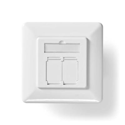 Nedis Netwerk Wanddoos 2 x RJ45 Female CAT6a Goud Verguld Wit - thumbnail