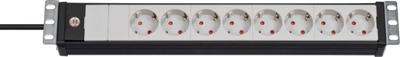 Brennenstuhl 1156057028 Stekkerdoos 19 inch 8-voudig Zwart, Lichtgrijs Randaarde stekker 1 stuk(s)