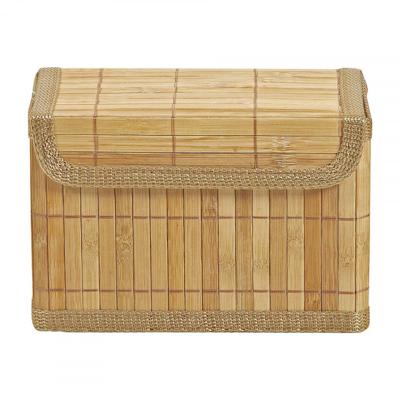 Opbergmand met deksel - bamboe - 14x20x10 cm