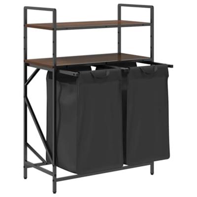 Wasmand 2 vakken met planken bruin eikenkleurig