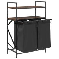 Wasmand 2 vakken met planken bruin eikenkleurig - thumbnail