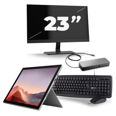 Microsoft Surface Pro 7 - Intel Core i7-10e Generatie - 12 inch - 16GB RAM - 256GB SSD - Windows 11 Home + 1x 23 inch Monitor