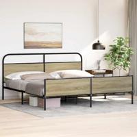 Bedframe zonder matras metaal sonoma eikenkleurig 193x203 cm - thumbnail