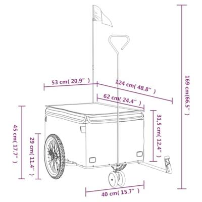 VidaXL Fietstrailer 30 kg ijzer zwart en groen - thumbnail