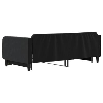 Slaapbank met onderschuifbed 90x190 cm fluweel zwart