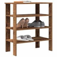 VidaXL Schoenenrek 61x32x70 cm bewerkt hout oud houtkleurig - thumbnail