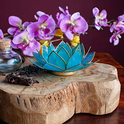 Lotus Sfeerlicht Blauw 5e Chakra Goudrand