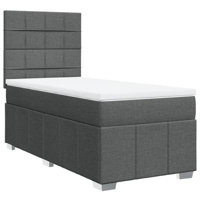 Boxspring met matras stof donkergrijs 120x200 cm - thumbnail