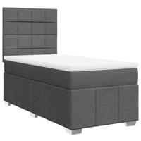 Boxspring met matras stof donkergrijs 120x190 cm - thumbnail