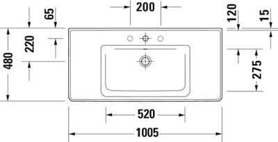 Wastafel Duravit D-Neo Met Overloop Kraanvlak Zonder Kraangat 100.5 cm Hoogglans Wit Duravit - thumbnail