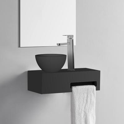 Fonteinset Lora Rechthoek 40x21.3x10cm Mat Zwart Solid Surface Rechts Fonteinset Lora Rechthoek 40x21.3x10cm Mat Zwart Solid Surface Rechts