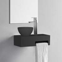 Fonteinset Lora Rechthoek 40x21.3x10cm Mat Zwart Solid Surface Rechts - thumbnail