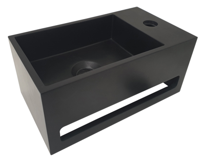 Wiesbaden Julia fontein rechts Solid surface 35 x 20 x 16 cm mat zwart