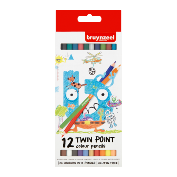 Bruynzeel Kids kleurpotloden Twin Point, set van 12 stuks in geassorteerde kleuren Bruynzeel Kids kleurpotloden Twin Point, set van 12 stuks in geassorteerde kleuren