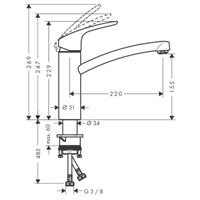 Hansgrohe Focus 1 gats keukenkraan EcoSmart met draaibare uitloop chroom 31816000 - thumbnail