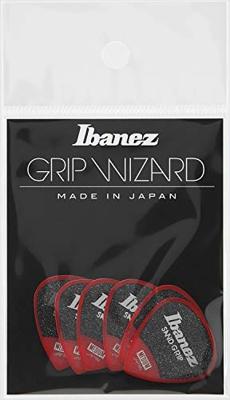 Ibanez PPA16MSGRD Grip Wizard Sand Grip plectrumset 6-pack medium rood Ibanez PPA16MSGRD Grip Wizard Sand Grip plectrumset 6-pack medium rood