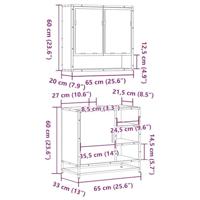 2-delige Badkamermeubelset bewerkt hout gerookt eikenkleurig - thumbnail