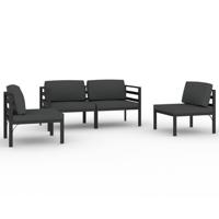 4-delige Loungeset met kussens aluminium antracietkleurig - thumbnail