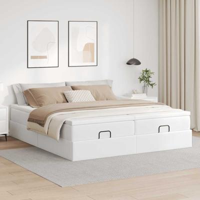 Ottoman bed met matrassen 180x200cm kunstleer wit